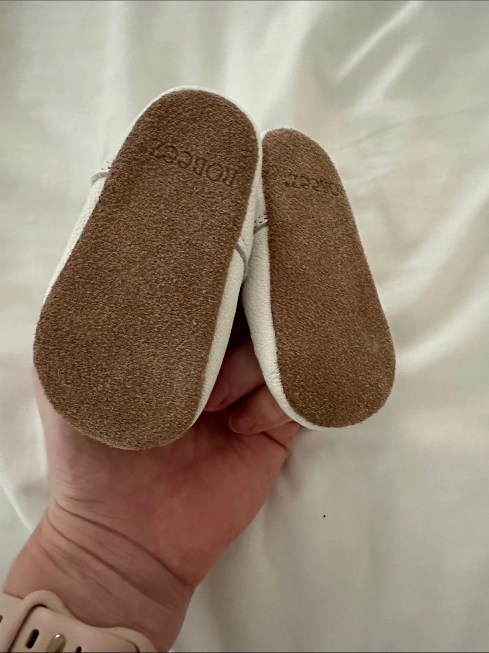 Robeez White Mary Jane Bow Leather Baby Shoes